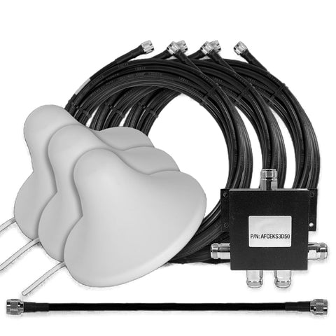3 Indoor Surface Mount Dome Antennas 50 Ohm w/4-way Splitter & Cables