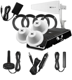 Cel-Fi GO+ Amplifier with AC & DC Power Supplies and Interior Home or Building Inside 3 Dome Antennas Plus Exterior Vehicle Magnet Mount Antenna & Interior Patch Antenna with 13 feet cable.