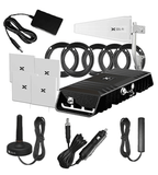 Cel-Fi GO+ Amplifier with AC & DC Power Supplies and Interior Home or Building Inside 4 Panel Antennas Plus Exterior Vehicle Magnet Mount Antenna & Interior Patch Antenna with 13 feet cable.