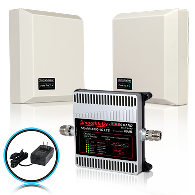 SmoothTalker Extreme Power Stealth X6-60 dB 4000 Ft² 3G 4G LTE 6 Band Building Signal Booster w/ 2 High Gain Directional Panel Antennae