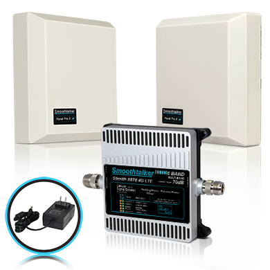 SmoothTalker Extreme Power Stealth X6 72 or 70 dB 14,000 Ft² 3G 4G LTE 6 Band Building Signal Booster w/ 2 High Gain Directional Panel Antennae