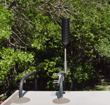 weBoost Drive X RV Outside Antenna Installed On Ladder