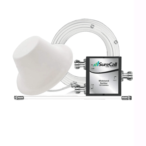 50 Ohm Single Dome Antenna Extension Kit w/ White Cables and Splitter