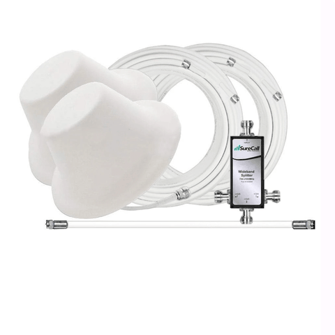 50 Ohm Dual Dome Antenna Extension Kit with White Cables and Splitter