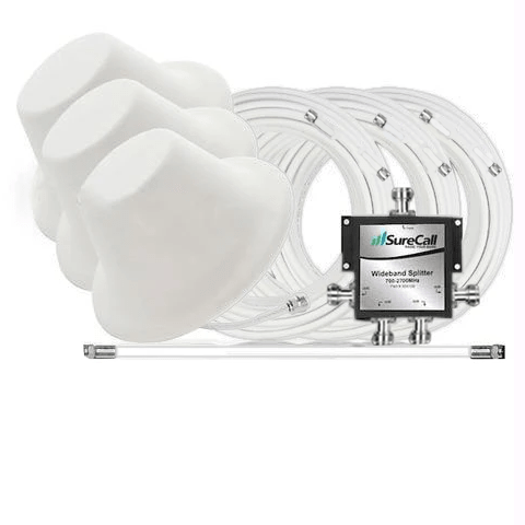 50 Ohm Triple Dome Antenna Extension Kit w/ White Cables & Splitter