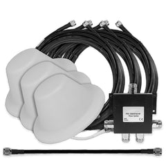 3 Interior Ceiling Mount 50 Ohm Dome Antennae w/4-way Splitter +Cables