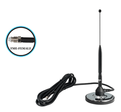 Auto Cell Antenna, 3.25" Mag. Base, 11" Tall, 11 ft. Cab., FME Conn.