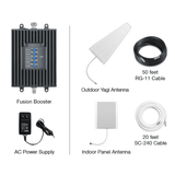Cell phone signal booster kit components included with installation.