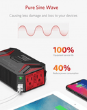 Pure Sine Wave 12V DC to 110V AC Power Inverter (300W)