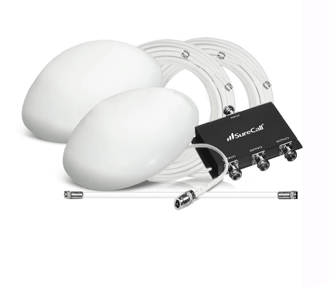 2 Thin Dome Antenna Extension Kit with White Cables (50 Ohm, 4G & 5G)