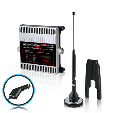 SmoothTalker Mobile X6 Pro 50 or 53 dB Car/ Truck Cell Signal Booster (3G, 4G, LTE, 6 Band) w/ 11 in. Magnet Antenna